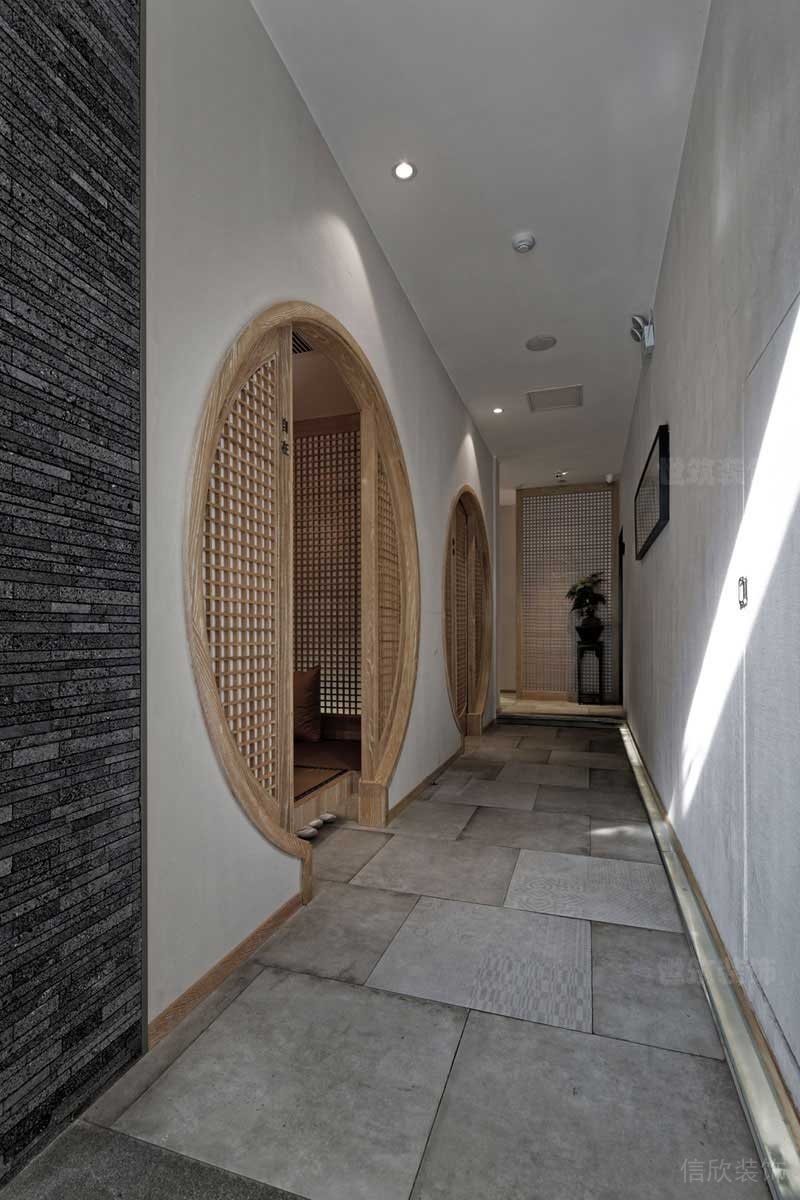 新中式風(fēng)格餐廳主題包房過道