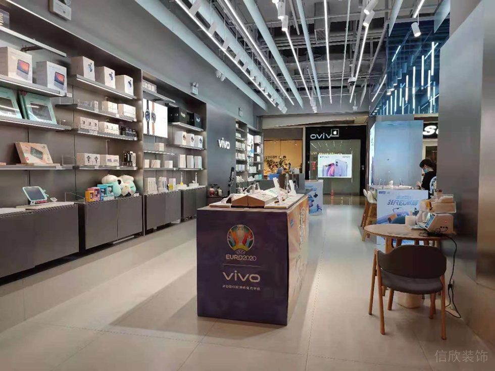 Vivo專賣(mài)店裝修墻邊展柜