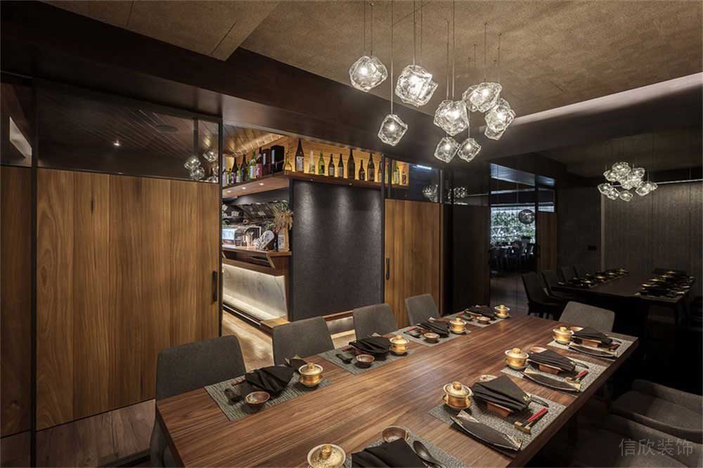 深圳寶安簡約風(fēng)中餐廳裝修設(shè)計案例藝術(shù)水晶吊燈