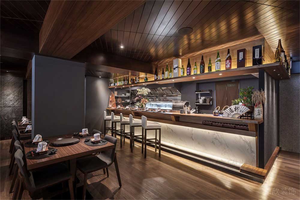 深圳寶安簡約風(fēng)中餐廳裝修設(shè)計案例吧臺用餐區(qū)