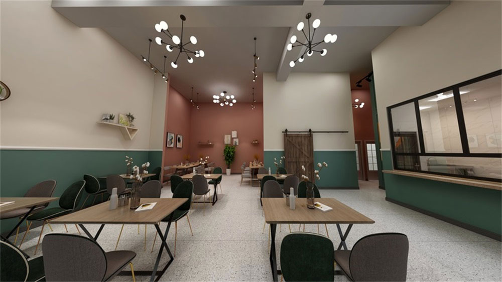 簡約北歐風(fēng)云南米線連鎖餐館深圳寶安店裝修設(shè)計(jì)空間布局