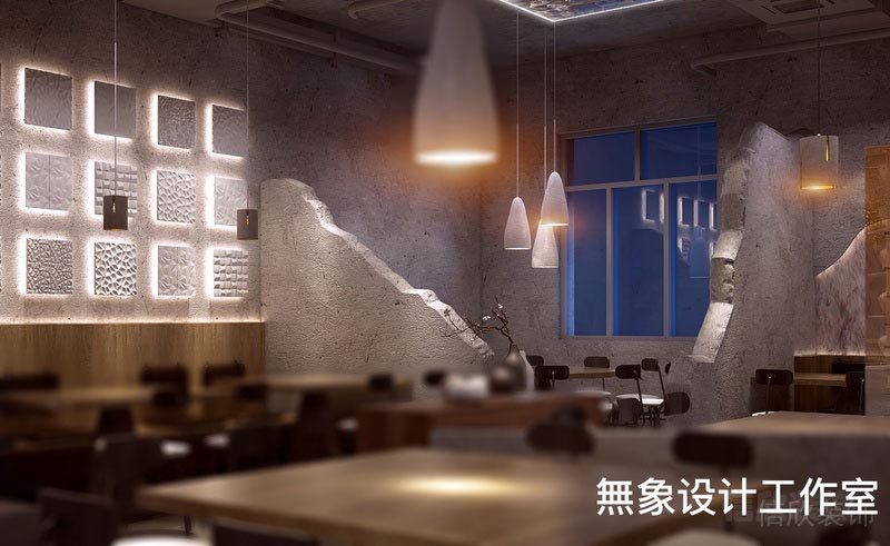 福田餐廳裝修燒烤店設(shè)計(jì)效果圖墻面定制燈飾