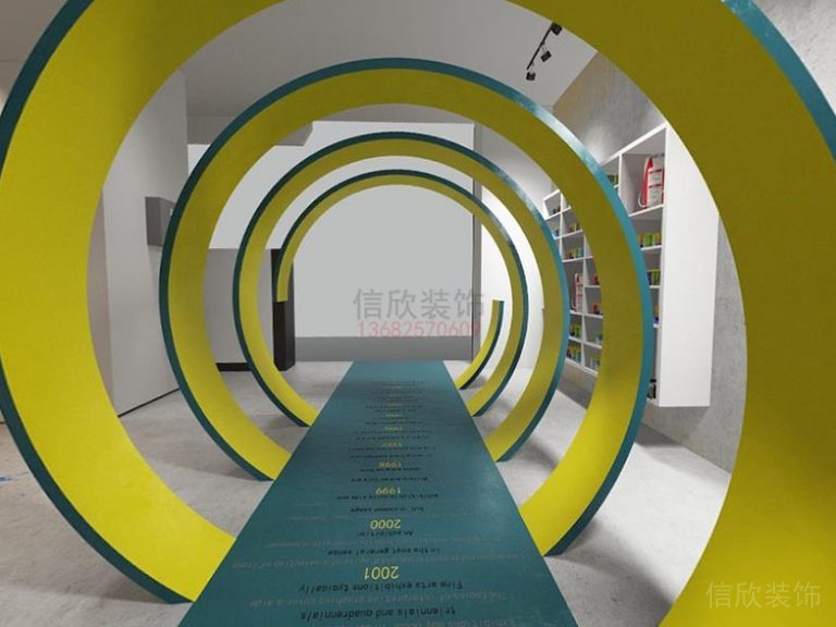 展示區(qū)圓形通道拱門展示柜效果圖設計